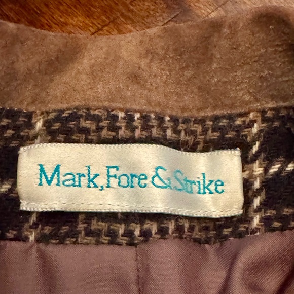 Plaid Blazer Leather Suede Collar Medium Wool blend Academia Preppy - Picture 9 of 11